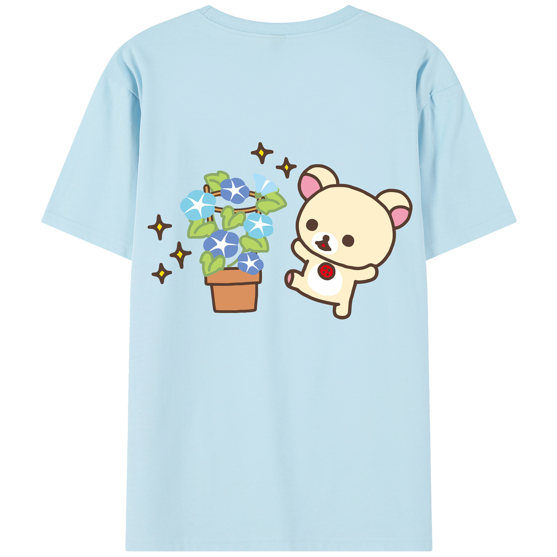 （画像用） リラックマ リラックマ キイロイトリ Rilakkuma Korilakkuma Kiiroitori 綿100％半袖Tシャツ（背面プリント）